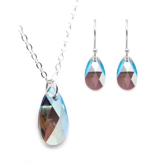 Juego Zvezda Leaves color Black Diamond Shimmer plata .925 Zvezda ZJU-LEAV-BKDI