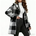 thumbnail image 3 of Atogsazn Women's Plaid Fuzzy Fleece Hodded Jacket Casual Color Block Long Sleeve Coat Winter Warm Cardigan Outerwear Black XXXXXL Fashion, 3 of 4