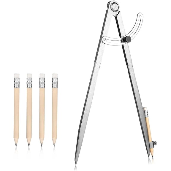 300mm Pointed Compass, Pencil Marking Compass with Pencil Holder for Drawing for Metalworking and Leather Craftin