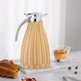 thumbnail image 3 of Rattan Thermal Jug Stainless Steel Rattan 1.5L/0.4 Gal Coffee ThermalJug Vintage Thermal Carafe Double Walled Vacuum Insualted Jug for Home Coffee Shop (Natural), 3 of 10