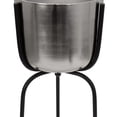 thumbnail image 3 of 25 Inch Round Metal Planter with Tripod Base, Large, Silver and Black- Saltoro Sherpi, 3 of 5