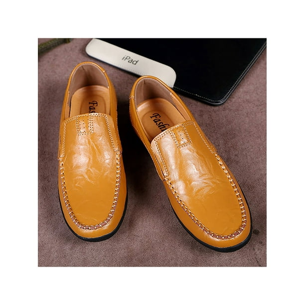 LUXUR Mens Flats Slip On Boat Shoe Driving Loafers Lightweight