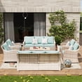 thumbnail image 6 of MEISSALIVVE Outdoor Patio Furniture Set with Swivel Chair, 10 Pieces Patio Conversation Set, Patio Sectional Furniture Set with 2 Three-seat sofa, 2 Fixed Single Chair and Coffee Table (Blue), 6 of 10