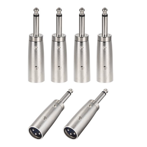 Adaptador XLR macho a macho de 1/4" TRS, Conector de audio de micr?fonos, enchufe macho de micr?fono, 6 unidades Unique Bargains micrófonos de videojuegos