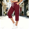 thumbnail image 5 of Ltctricy Cargo Capri Pants for Women Elastic Waist Drawstring Cropped Pants with Pockets Casual Hiking Outdoor Pants, 5 of 7