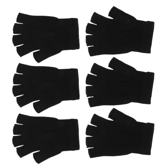 HONMEET Black Fingerless Mittens for Women, Yarn Gloves with Touchscreen Compatibility and Elastic Fit for Outdoor Activities