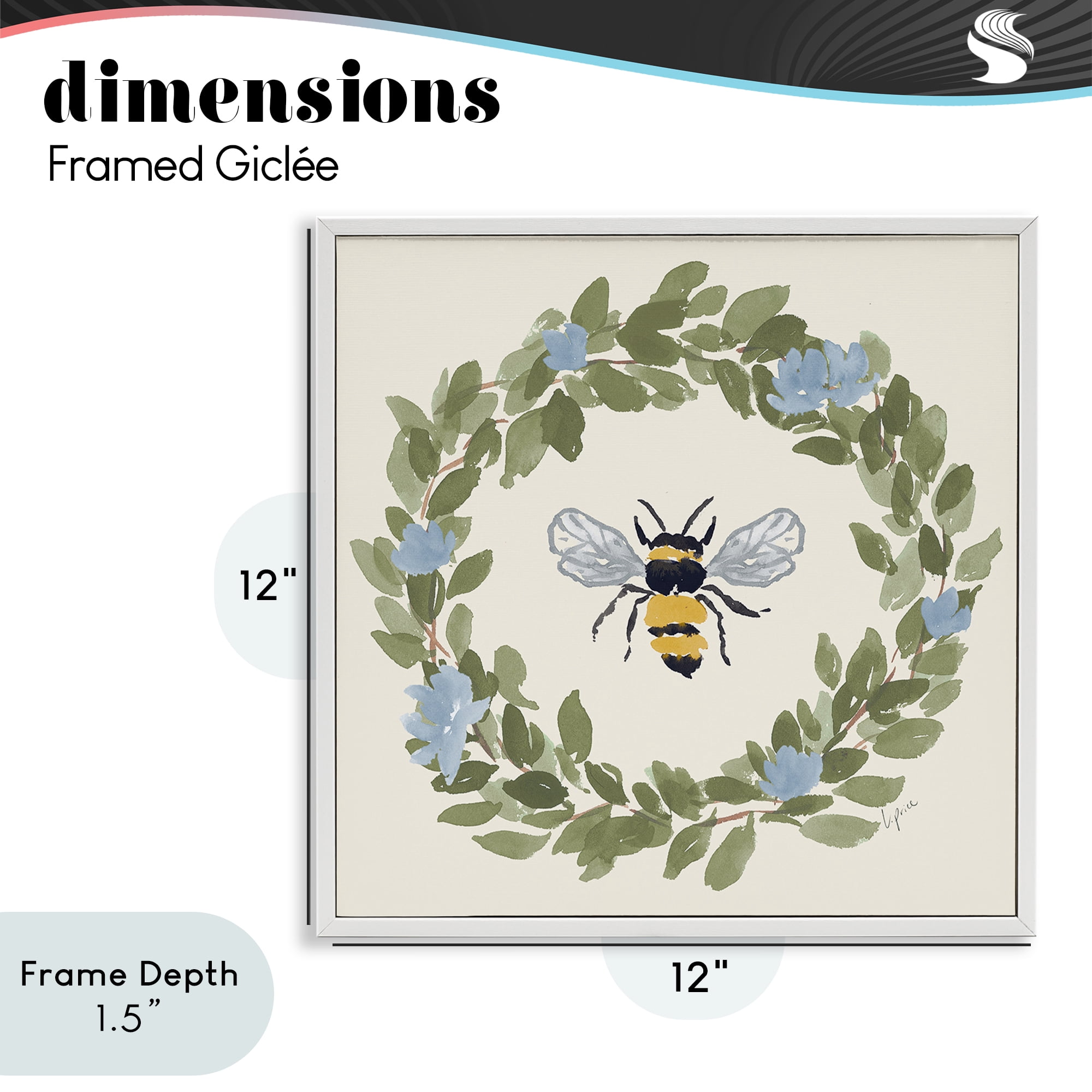 Stupell Industries Bee Celebration Wreath White Framed Giclee Art, design by Lucille Price