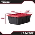 thumbnail image 5 of Hyper Tough Storage Bin with Snap Lid, 17 gal, Pack of 4, Low Profile, Black Base and Red Lid, 5 of 11