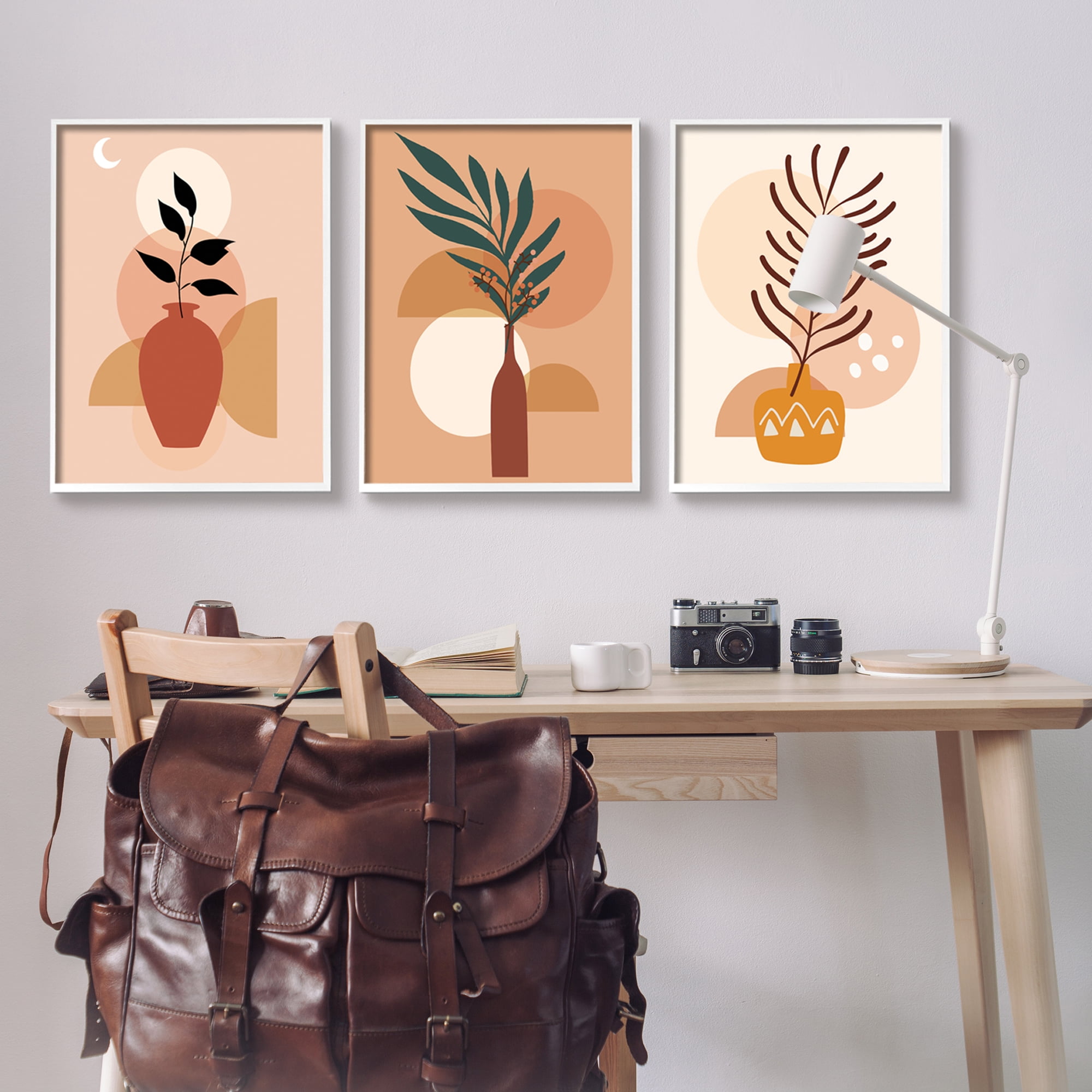 Stupell Industries Boho Plant Vases Botanical & Floral Painting White Framed Art Print Wall Art, 24 x 30