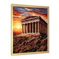 thumbnail image 2 of Designart "Impressionist Parthenon from Antique Greece" Landscapes Framed Wall Art - Country Brown Greece Hallway Framed Wall Art Decor, 2 of 6