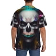 thumbnail image 3 of Kdxio Men's Hawaiian Shirt for Men Short Sleeve Shirt Modern Abstract Colorful Skull C Summer Casual Holiday Beach Button Down T-Shirts, 3 of 5