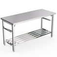 thumbnail image 1 of Table en Acier Inoxydable, Table Pliante Robuste 24 x 60 Pouces pour Cuisine, Table de Préparation Commerciale en Acier Inoxydable avec Tablette Inférieure Ajustable, pour Restaurant, Maison et Hôtel, 1 of 9