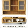 thumbnail image 4 of 35.4" Bathroom Wall Cabinet with Glass Door, Three Tiers of Medicine Cabinet with 2 Door Sliding for Bathroom, Kitchen, Dining Room, Natural, 4 of 7