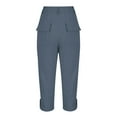 thumbnail image 5 of AherBiu Cargo Capri Pants for Women High Waisted Streetwear Hiking Cargos Straight Leg Capris with Multi Pockets, 5 of 8