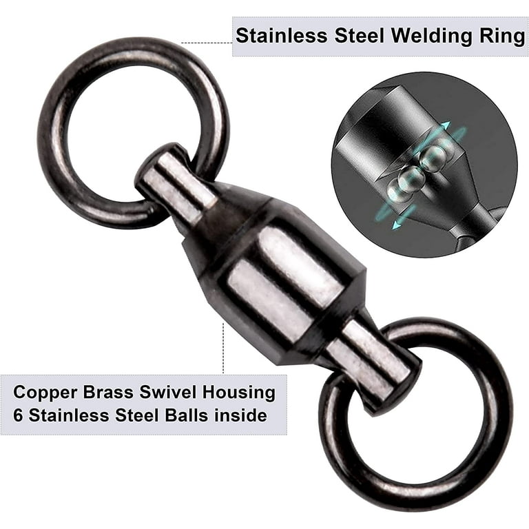 Ball Bearing Swivels Fishing Tackle,20pcs Barrel Swivels High Strength Stainless  Steel Welded Rings 