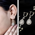 thumbnail image 3 of Rosec Jewels Certified Moissanite Drop Earrings - D Color VS1 Clarity - Wedding Earrings for Bride - with Jewelry Box, 18K Yellow Gold, 3 of 8
