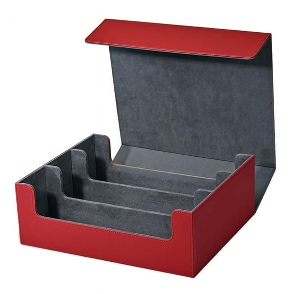 Card Storage Box for Trading Cards, Card Deck Case Holds 1800  Single Sleeved Cards Storage Box, Red