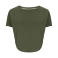 thumbnail image 6 of Sexlip Womens Short Sleeve Solid Crew Neck T Shirt Stretchy Fabric Form Fitting Design Casual Silhouette for Daily Errands Green S, 6 of 7