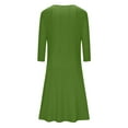 thumbnail image 6 of Hfyihgf Women's Fall Casual 3/4 Sleeve Dresses Crewneck Empire Waist Loose A-Line Flare Midi Dress Z1-Grass Green 3XL, 6 of 9