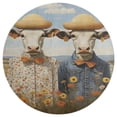 thumbnail image 3 of Farmhouse Highland Cow Funny Cattle And Flower Soft Bedroom Round Area Rug, Washable Cute Nursery Circle Throw Mat, Non-Slip Contemporary Small Low Pile Floor Carpet for Dorm Bedside, 3 of 7