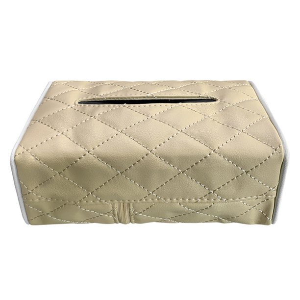 Caja para Reposabrazos Likrtyny Estuche para Almacenamiento Pañuelos Funda Papel Cuero Beige