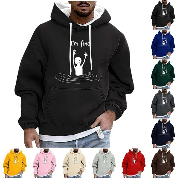 UVEASISHA Streetwear Graphic Hoodies for Men Drop Shoulder Long Sleeeve Pullover Tops Drawstring Hooded Kangaroo Pocket Sweatshirt Beige 4XL