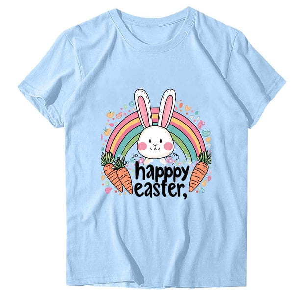 Camisetas de Manga Larga de las Mujeres, Impresión de Pascua Suelto Casual Cuello Redondo Suéter