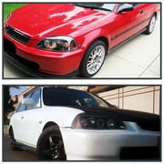 Spec-D Tuning Projector Headlights Black Compatible with 1996-1998 Honda Civic, Left + Right Pair Headlamps Assembly