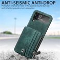 thumbnail image 6 of Dteck Galaxy Z Flip 4 Wallet Case with Card Holder【2 in 1 Detachable】【Zipper Wallet】, Slim Fit Retro PU Leather Protective Flip Phone Cover for Samsung Galaxy Z Flip 4 5G 2022, Green, 6 of 12