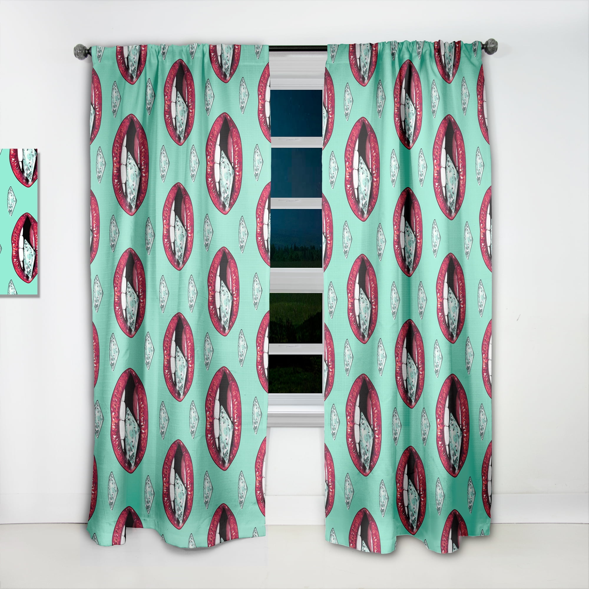 Designart 'Hot Woman Lips Collage' Modern & Contemporary Curtain Panel