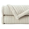 thumbnail image 3 of Chanasya Super Soft Cable Knit Acrylic Faux Fur Reversible Throw Blanket - Plush Solid Sherpa Cozy Blanket for Bed Sofa Chair Couch Cover Living Bed Room Blanket (50x65 Inches) Beige, 3 of 3