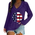thumbnail image 2 of Tittly T Shirts for Women Graphic Tees Women's Fashionable And Casual V Neck Retro Printed Long Sleeve Top T Shirt Tshirts Shirts Spring Tops for Women Purple XXL, 2 of 5