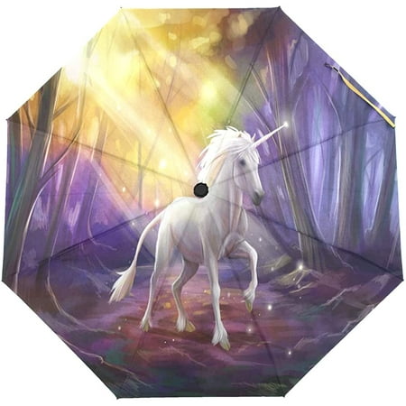 Unicorn Pattern Print Automatic Foldable Umbrella