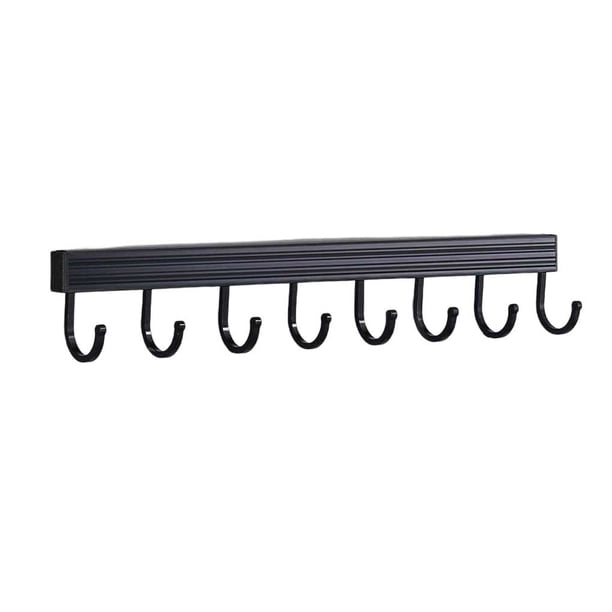 Bearachild Soporte para llaves montado en la pared Soportes de organización Toallas Llaves Sombrero Soporte de almacenamiento Colgador fijo Almacenamiento y organización del hogar Negro 8 ganchos