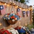 thumbnail image 5 of Independence Day Spring Simulation Flower Basket Patriotic Hanging Basket Decor Red White Blue for 4th of July Memorial Day Veterans Day Front Door Porch Wall Home Party Decorations Housewarming Gift, 5 of 6