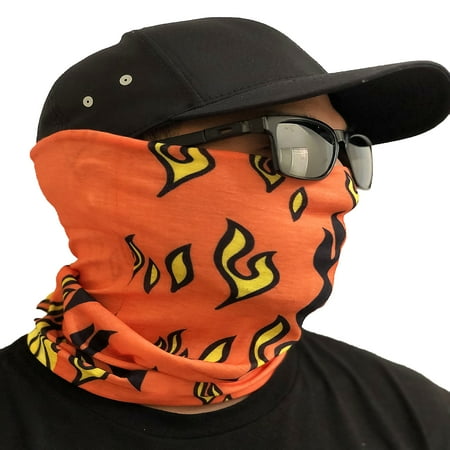 Face Mask Orange Flames Face Covering Bandana Seamless Multifunctional Unisex Headwrap Balaclava US SELLER!