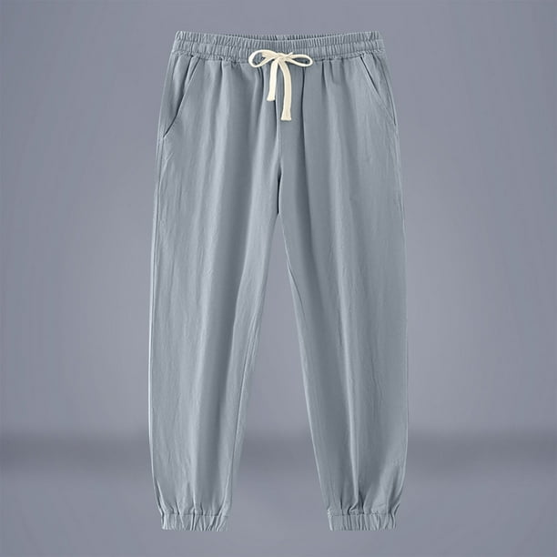Pantalones largos para hombre, informales, con bolsillo para vacaciones, cordón ajustable, color sólido, cintura elástica, pantalones deportivos para hombre