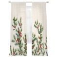 thumbnail image 7 of Christmas Sheer Curtains 96 Inch Length 2 Panels Set, Xmas Botanical Pine Needle Berry Rustic Voile Window Treatment Semi Sheer Long Curtains Drapes for Bedroom/Living Room/Kitchen 52"x96"x2, 7 of 7