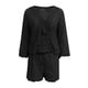 thumbnail image 3 of MKLEKYY conjunto Corto de Dos Piezas de Encaje Ajustado para Mujer, Top y Pantalones Cortos Sexis con Cuello En V y Mangas Acampanadas, Trajes de Fiesta con Bordado Suave y Hueco, 3 of 4