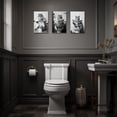 thumbnail image 4 of ZHONGYUTONG Funny Bathroom Wall Decor 3 Pieces Kitten Cat Sitting on Toilet Reading Newspaper Poster Prints Black White Animal in Toilet Canvas Artwork (12.00" x 16.00" x 3PCS), 4 of 6