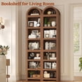 thumbnail image 7 of 76" Tall Narrow Arched Bookcase, 7-Teir Mid-Century Modern Bookshelf with Adjustable Shelves for Living Room, Home Office, Brown, 7 of 7