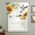 thumbnail image 2 of Summer Hummingbird Tie Up Curtain 45 Inches Long, Sunflower Leaves Vintage Farmhouse Balloon Style Kitchen Window Curtain Over Sink, Small Window Rod Pocket Curtain 42"x45", 2 of 9