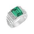 thumbnail image 3 of RYLOS Men's Rings Sterling Silver Designer Style 10X8MM Emerald Cut Shape Gemstone & Diamonds Emerald May Birthstone Rings For Men Size 8, 3 of 7