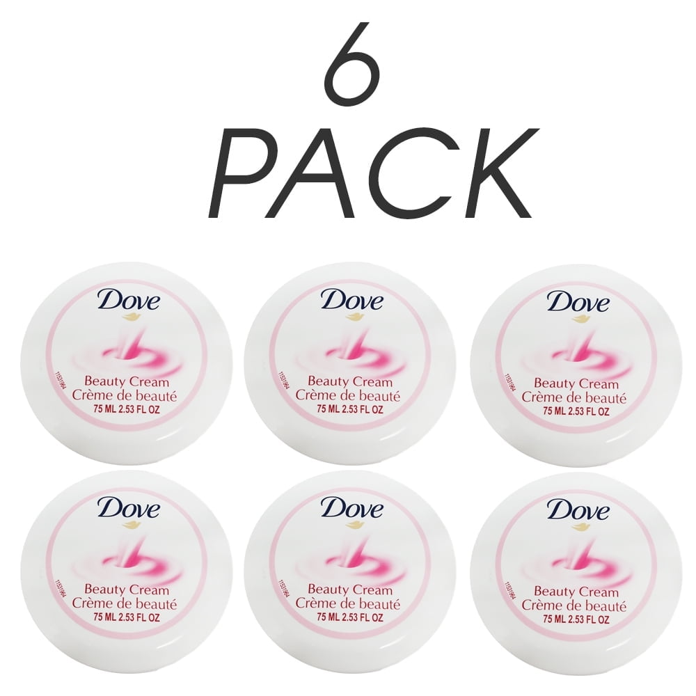 Dove Beauty Cream. Nourishment and Moisturizing for all Skin Types. Lightweight Formula. Non-Oily. Pink. 2.53 fl.oz. Pack of 6