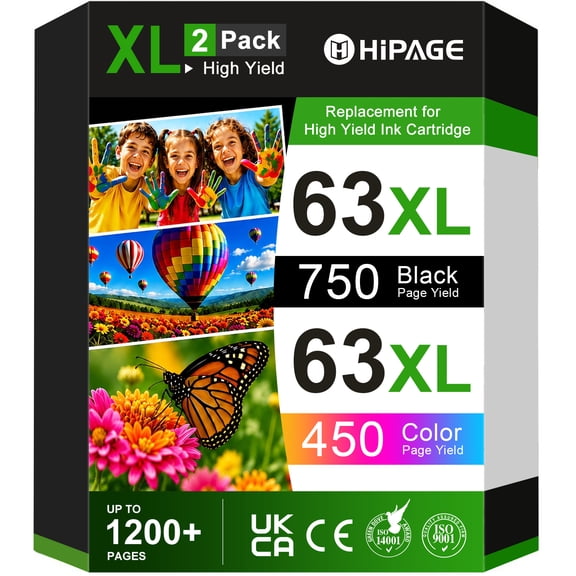 63 Ink Cartridges Compatible for HP 63XL Ink Cartridges Black and Tri Color for HP Printer Ink 63