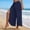 Navy(New), variant on PNTUTB Pants for Women Solid-Color High-Waisted Slit-Leg Wide-Leg Pants Casual Bow Front Lightweight Breathable Flowing Loose Comfortable Pants