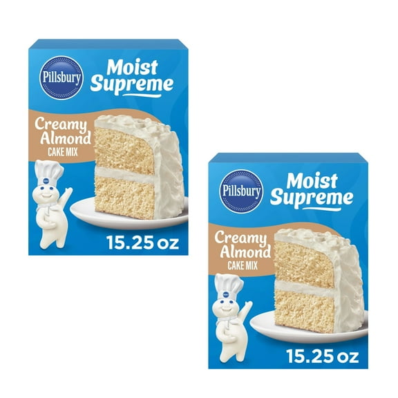 ( 2 Pack ) Pillsbury Moist Supreme Creamy Almond Cake Mix, 15.25 oz Box