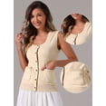 thumbnail image 2 of DARING DIVA Women's Sweater Vest Button Ribbed Knitted Tank Top S Apricot, 2 of 6