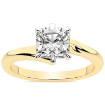 IGI Certified 2 Carat Cushion Shape Lab Grown Diamond Engagement Ring | 14K Yellow Gold | Seraphina Twist Prongs Solitaire Diamond Ring | FG-VS1-VS2 Quality Friendly Diamonds