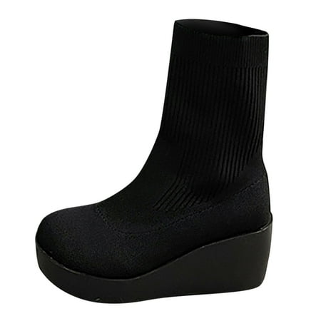 OJSFQUFP Ankle Boots for Women Boots for Women Girls Short Bootie Outdoor Winter Warm Shoes Ankle Snow Boots Comfortable Fall Shoes Work Boot Black 42